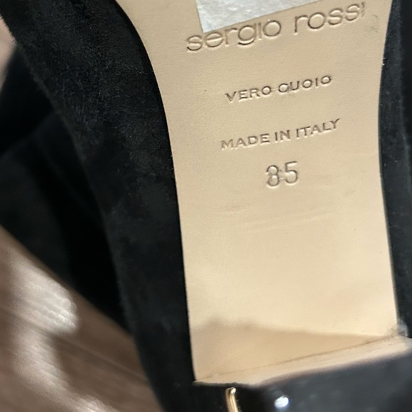 SERGIO ROSSI Suede Knee High Boots Black 9cm - Picture 8 of 9